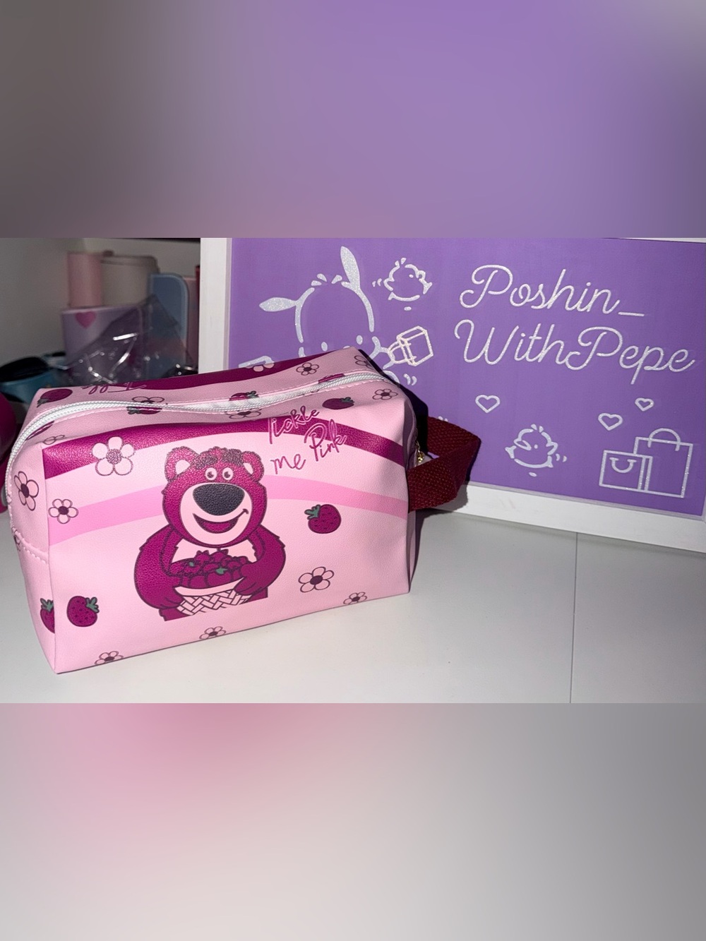 🩷NWOT Toy Story’s Lotso Bear Cosmetic/Utencils & More Bag